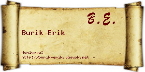 Burik Erik névjegykártya
